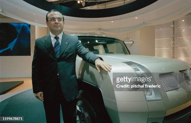 Carlos Ghosn PDG de Nissan au salon de l'automobile à Francfort