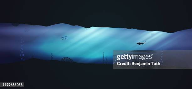 underwater ocean scene background of reefs. - undersea stock illustrations