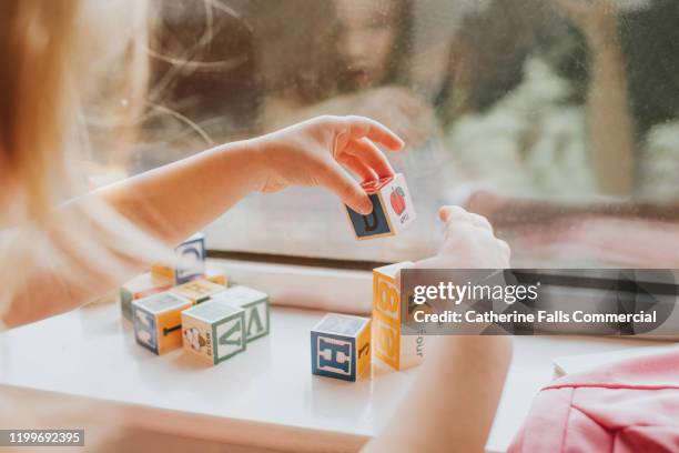 letter blocks - kids learning at home stock pictures, royalty-free photos & images