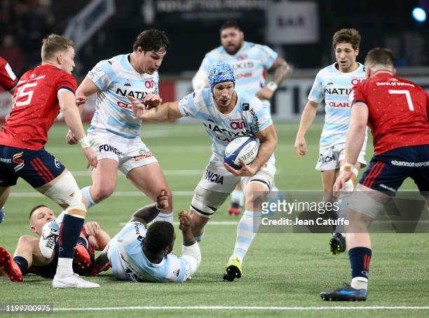 Wenceslas Lauret and Henry Chavancy of Racing 92 during the Heineken Champions Cup Round 5 match between Racing 92 and Munster Rugby at Paris La...