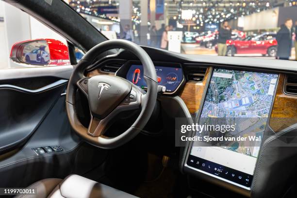 Tesla Model S dual motor all electric sedan on display at Brussels Expo on January 9, 2020 in Brussels, Belgium.
