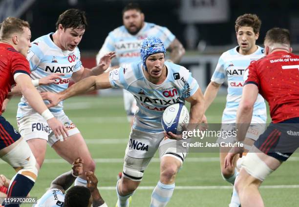 Wenceslas Lauret and Henry Chavancy of Racing 92 during the Heineken Champions Cup Round 5 match between Racing 92 and Munster Rugby at Paris La...