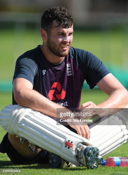 England player Dom Sibley ices his hand during England nets ahead of the 3rd Test Match against South Africa at St George's Park on January 15, 2020...