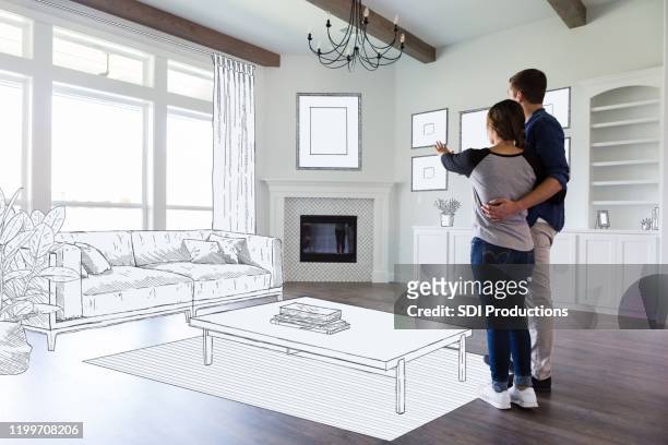 la coppia sogna nella loro nuova casa - progettare foto e immagini stock