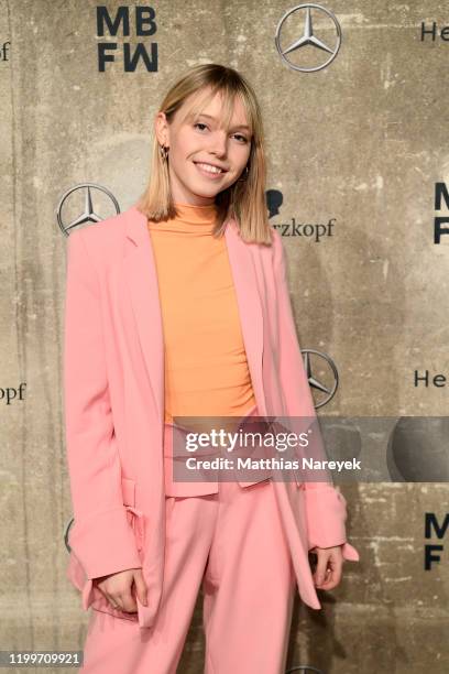 Lina Larissa Strahl attends the KXXK show during Berlin Fashion Week Autumn/Winter 2020 at Kraftwerk Mitte on January 15, 2020 in Berlin, Germany.