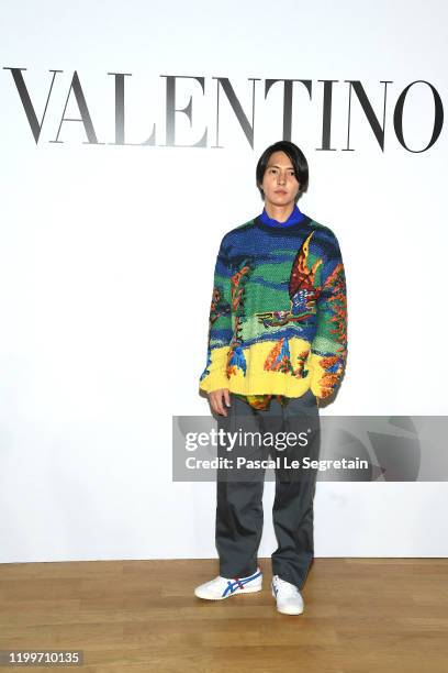 Tomohisa Yamashita attends the Valentino Menswear Fall/Winter 2020-2021 show as part of Paris Fashion Week on January 15, 2020 in Paris, France.