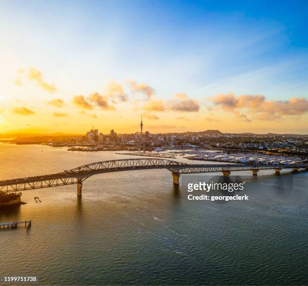 auckland at dawn - auckland stock pictures, royalty-free photos & images