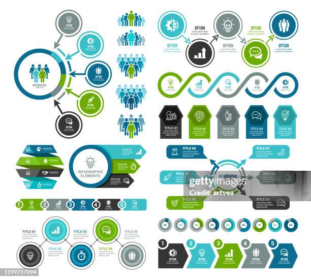 set of infographic elements - horizontal timeline stock illustrations