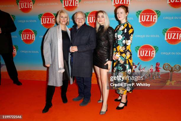 Gill Hinchcliffe, Sir David Jason , Sophie Mae Jason and guest attend Cirque du Soleil's "LUZIA" at Royal Albert Hall on January 15, 2020 in London,...