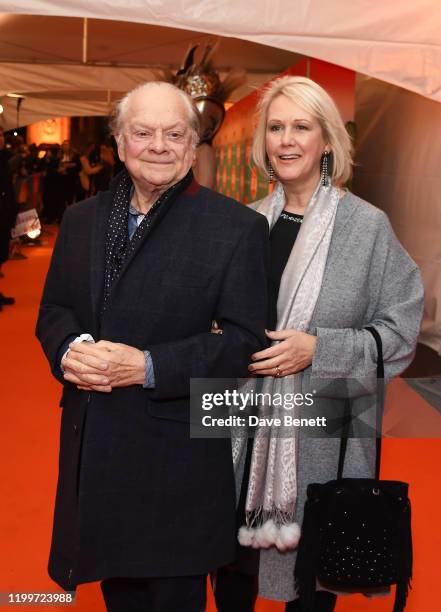 Sir David Jason and Gill Hinchcliffe arrive at the gala performance of Cirque De Soleil's "LUIZA" at The Royal Albert Hall on January 15, 2020 in...