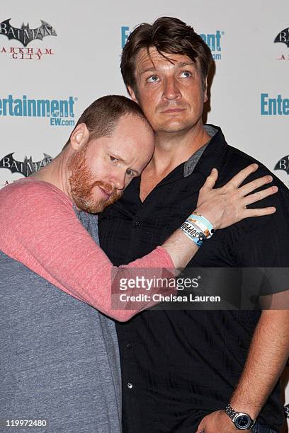 Writer Joss Whedon and actor Nathan Fillion arrive at Entertainment Weekly's 5th Annual Comic-Con Celebration at Hard Rock Hotel San Diego on July...
