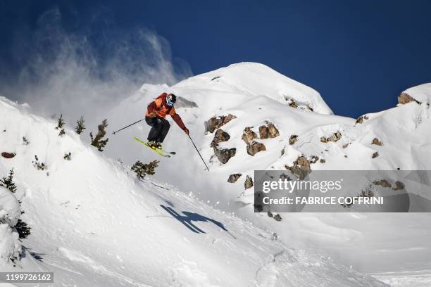 This image taken on February 7, 2020 shows freeride skier Jack Nichols of the US competing during the Men's ski event of the second stage of the...