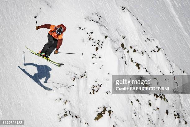 This image taken on February 7, 2020 shows freeride skier Jack Nichols of the US competing during the Men's ski event of the second stage of the...