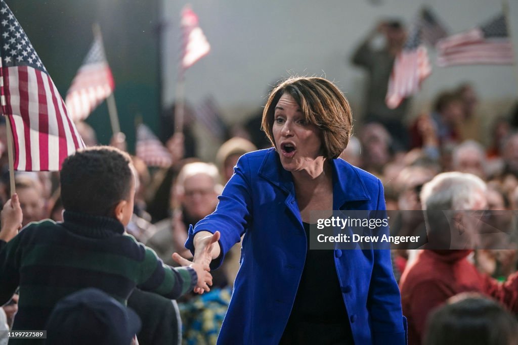 Presidential Candidate Amy Klobuchar Campaigns In New Hampshire In Final Days Before Primary