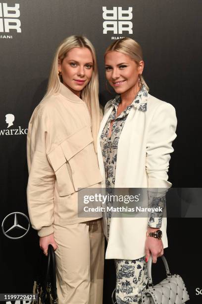 Valentina Pahde and Cheyenne Pahde attend the Riani show during Berlin Fashion Week Autumn/Winter 2020 at Kraftwerk Mitte on January 15, 2020 in...