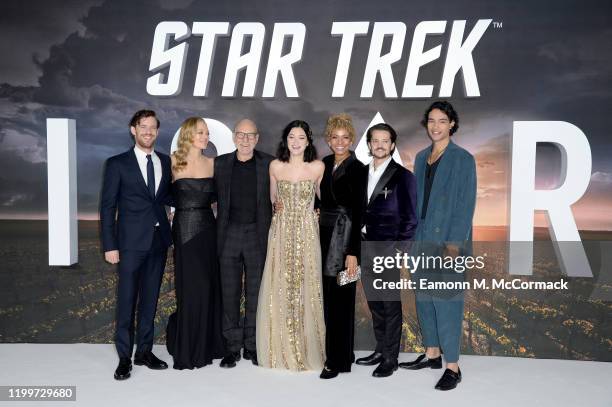 Harry Treadaway, Jeri Ryan, Sir Patrick Stewart, Isa Briones, Michelle Hurd, Jonathan Del Arco and Evan Evagora attend the "Star Trek Picard" UK...