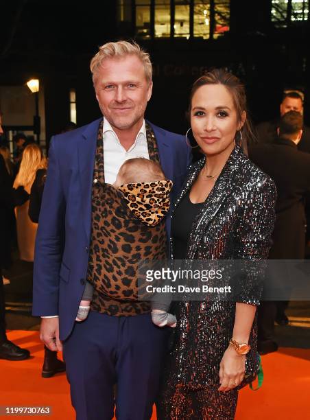 Simon Motson and Myleene Klass arrive at the gala performance of Cirque De Soleil's "LUIZA" at The Royal Albert Hall on January 15, 2020 in London,...
