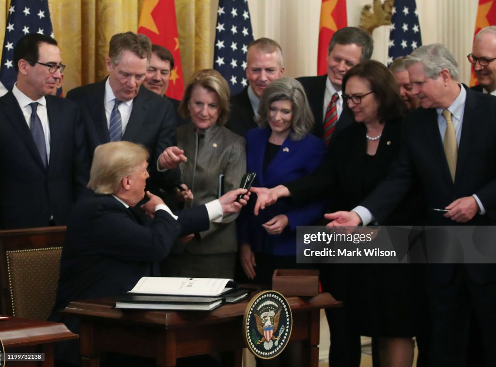 President Trump Participates In Signing Ceremony For Trade Deal With China