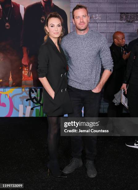 Elizabeth Chambers and Armie Hammer attend the World Premiere of "Bad Boys for Life" at TCL Chinese Theatre on January 14, 2020 in Hollywood,...