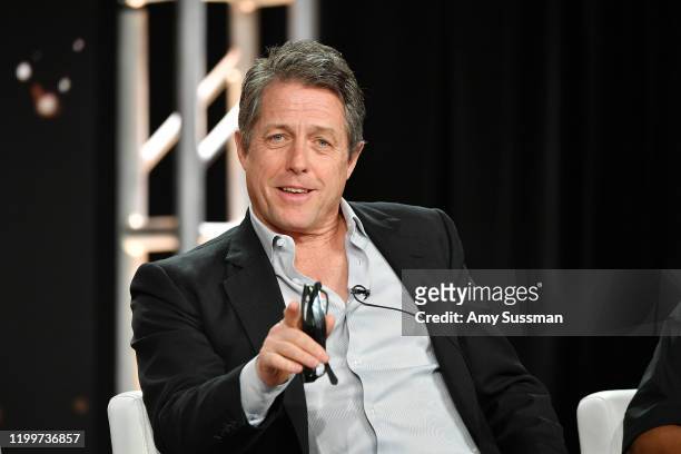Hugh Grant of "The Undoing" speaks during the HBO segment of the 2020 Winter TCA Press Tour at The Langham Huntington, Pasadena on January 15, 2020...