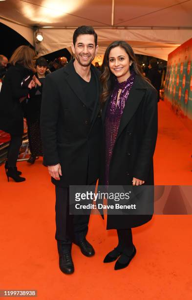 Adam Garcia and Nathalia Chubin arrive at the gala performance of Cirque De Soleil's "LUIZA" at The Royal Albert Hall on January 15, 2020 in London,...