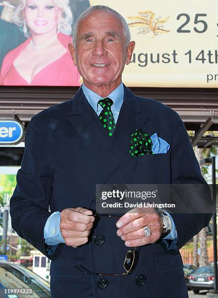 Prince Frederic von Anhalt poses at a 44-foot high billboard on Sunset Blvd celebrating 25 years of marriage to his wife Zsa Zsa Gabor on July 27,...