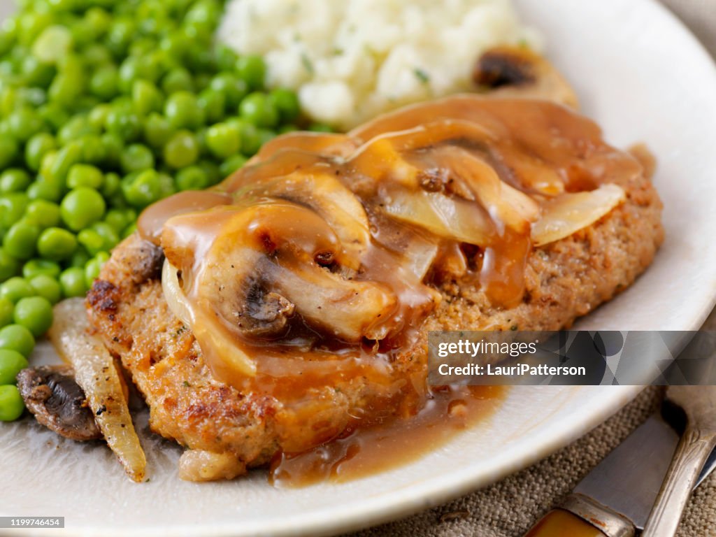 Salisbury Steak Sandwich with Mushroom and Onion Gravy