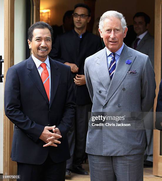 Prince Charles, Prince of Wales welcomes Malaysia's King Sultan Mizan Zainal Abidin to a preview of Start Day which features exhibits from the Earth...