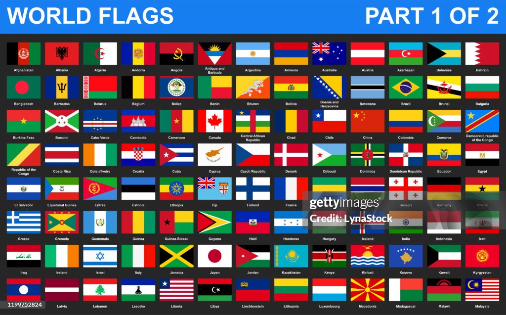 Flags In Order World Flags In Alphabetical Order Part 1 Of 2 High-Res Vector Graphic ...
