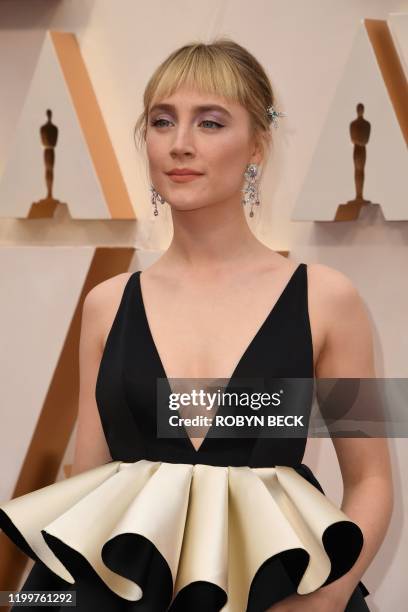 Irish actress Saoirse Ronan arrives for the 92nd Oscars at the Dolby Theatre in Hollywood, California on February 9, 2020.