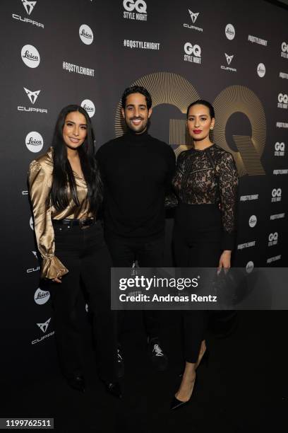 Dounia Slimani, Sami Slimani and Lamiya Slimani attend the GQ Style Night during Berlin Fashion Week Autumn/Winter 2020 at BRICKS Berlin on January...