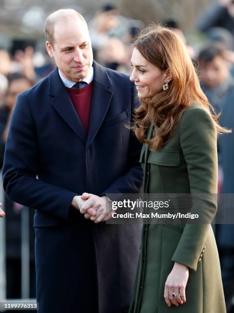 Prince William, Duke of Cambridge and Catherine, Duchess of Cambridge visit a Khidmat Centre on January 15, 2020 in Bradford, England.