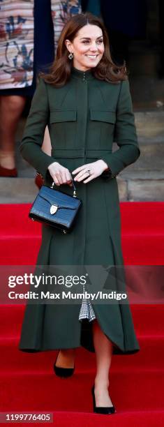 Catherine, Duchess of Cambridge departs City Hall in Bradford's Centenary Square before meeting members of the public during a walkabout on January...