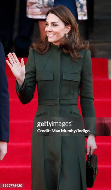 Catherine, Duchess of Cambridge visits City Hall in Bradford's Centenary Square on January 15, 2020 in Bradford, England.