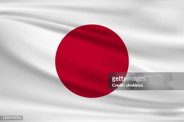 japan schwenken flagge - japanische flagge stock-grafiken, -clipart, -cartoons und -symbole