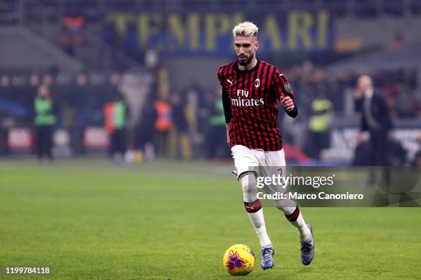 Samu Castillejo of Ac Milan in action during the the Serie A match between Fc Internazionale and Ac Milan. Fc Internazionale wins 4-2 over Ac Milan.