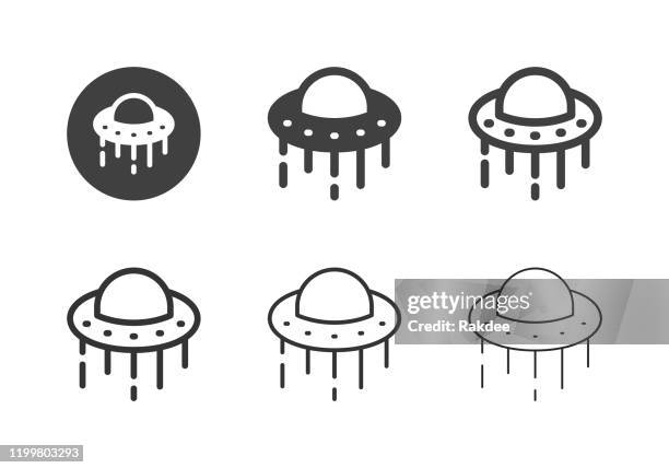 ufo icons - multi series - space exploration capsule stock illustrations