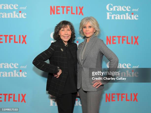 Lily Tomlin and Jane Fonda attend a special screening of "Grace and Frankie Season 6", presented by Netflix, on January 15, 2020 in Los Angeles,...