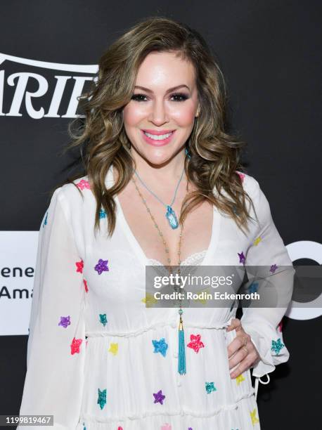 Alyssa Milano attends Sean Penn, Bryan Lourd and Vivi Nevo Host 10th Anniversary Gala Benefiting CORE at Wiltern Theatre on January 15, 2020 in Los...