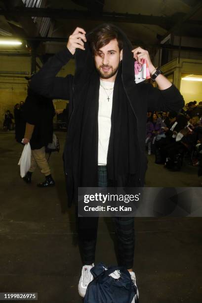 Influencer Yanis Bargoin attends the Walter Van Beirendonck Menswear Fall/Winter 2020-2021 show as part of Paris Fashion Week on January 15, 2020 in...