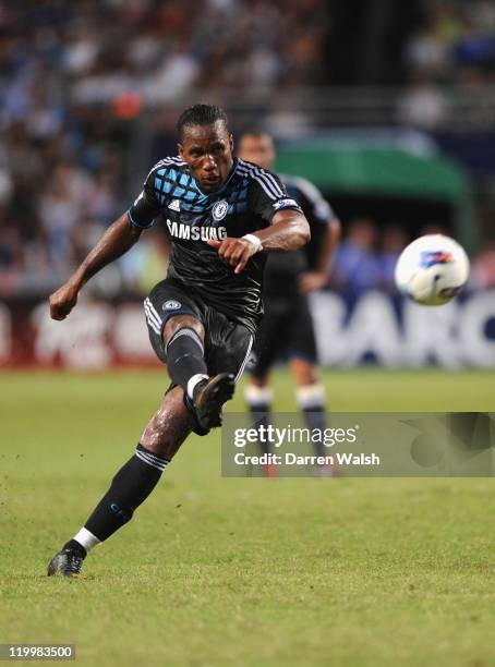 Didier Drogba of Chelsea during the Asia Trophy pre-season friendly match between Kitchee and Chelsea at Hong Kong Stadium on July 27, 2011 in So Kon...