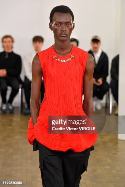 U2013 JANUARY 15: A model walks the runway during the JW Anderson Menswear Fall/Winter 2020-2021 show as part of Paris Fashion Week on January 15,...