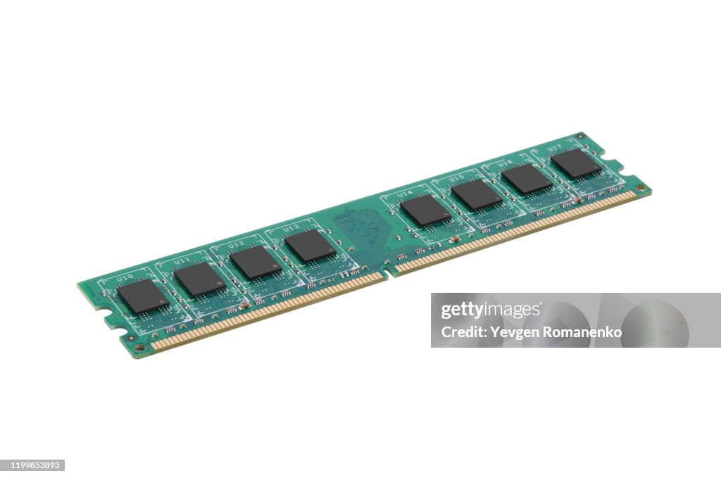 DDR RAM memory module isolated on white background
