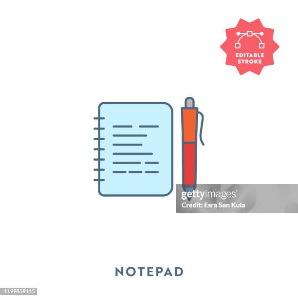 notepad flat icon with editable stroke and pixel perfect. - writing notes doodle stock illustrations