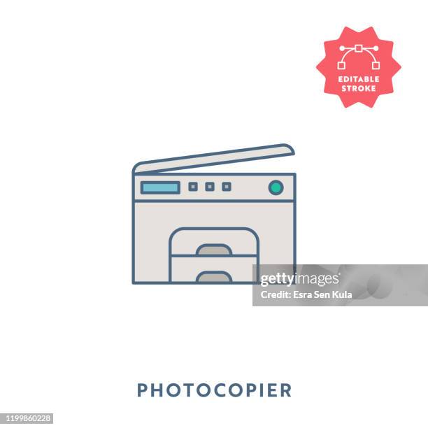 photocopier flat icon with editable stroke and pixel perfect. - print key stock illustrations