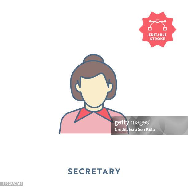 secretary flat icon with editable stroke and pixel perfect. - young women stock illustrations