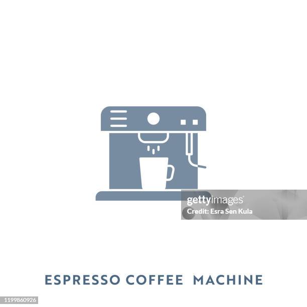espresso coffee machine mono color flat icon. pixel perfect. - cafe coffee machine stock illustrations