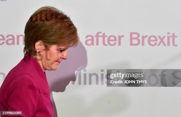 Scotland's First Minister, and leader of the Scottish National Party , Nicola Sturgeon, arrives to deliver a speech on Scotland's European future...