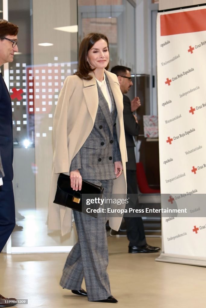 Queen Letizia Of Spain Attends A Meeting At Red Cross Headquarters