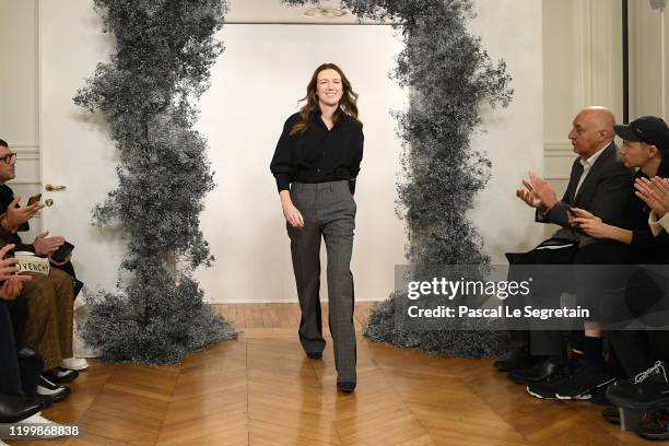 Fashion designer Clare Waight Keller walks the runway during the Givenchy Menswear Fall/Winter 2020-2021 show as part of Paris Fashion Week on...